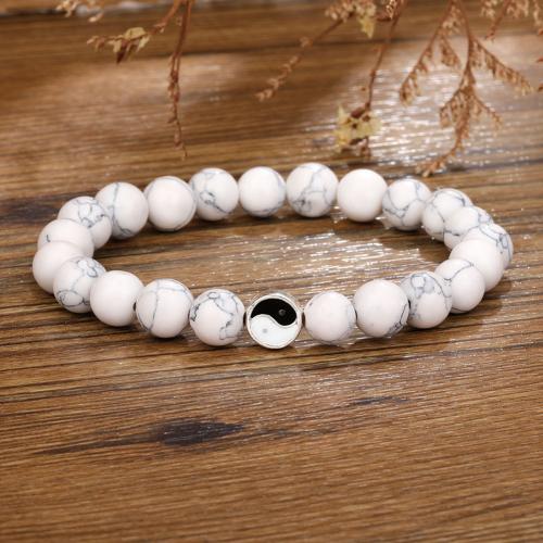 Gemstone Bracelets, Tibetan Style, with Natural Stone, fashion jewelry & elastic & Unisex, nickel, lead & cadmium free, Length:Approx 18.5 cm, Sold By PC
