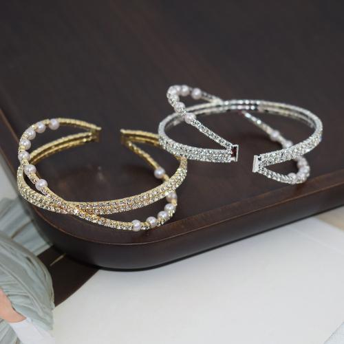 Eisen Armbänder, mit Kunststoff Perlen, plattiert, verschiedene Stile für Wahl & für Frau & mit Strass, keine, frei von Nickel, Blei & Kadmium, diameter 60mm,width 17mm, verkauft von PC