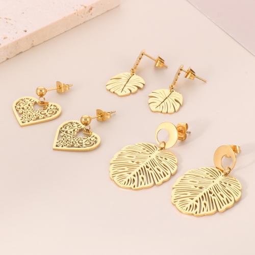 Stainless Steel Drop Earring, 304 Stainless Steel, 18K gold plated, fashion jewelry & different styles for choice & for woman, golden, Sold By Pair