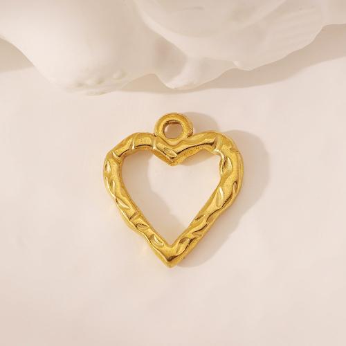 Coração de aço inoxidável pingentes, Aço inoxidável 304, joias de moda, dourado, 17x19mm, vendido por PC