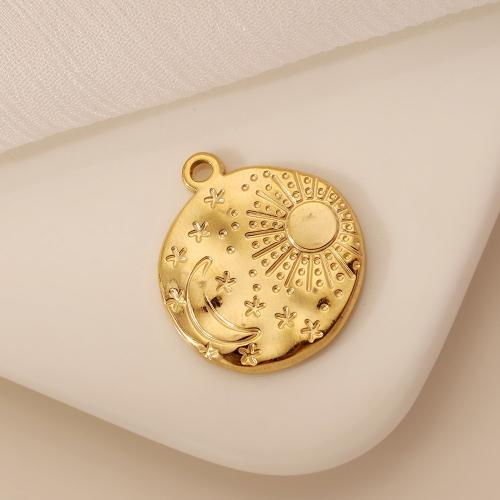 Stainless Steel Pendants, 304 Stainless Steel, Round, Vacuum Ion Plating, fashion jewelry, golden, 21x54mm, Sold By PC