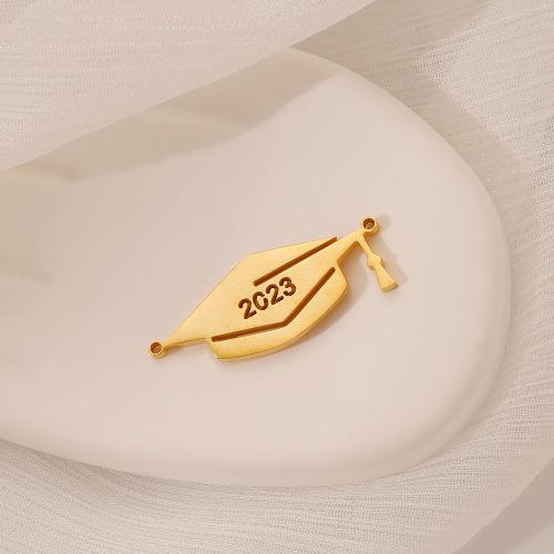 Stainless Steel Pendants, 304 Stainless Steel, Vacuum Ion Plating, fashion jewelry & double-hole, golden, 31x12mm, Sold By PC