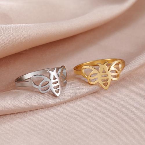 Stainless Steel Finger Ring, 304 Stainless Steel, Bee, Vacuum Ion Plating, fashion jewelry & Unisex & different size for choice, more colors for choice, thickness 1.1mm,width 10.7mm, Sold By PC