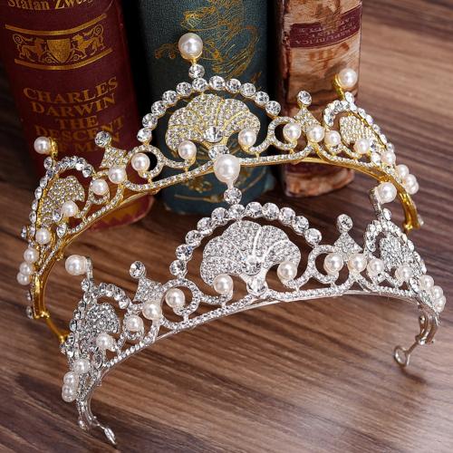 Bridal Tiaras, Tibetan Style, with Plastic Pearl, fashion jewelry & for woman & with rhinestone, more colors for choice, nickel, lead & cadmium free, Inner Diameter:Approx 160mm, Sold By PC