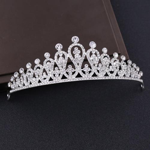 Bridal Tiaras, Tibetan Style, fashion jewelry & for woman & with rhinestone, silver color, nickel, lead & cadmium free, Inner Diameter:Approx 145mm, Sold By PC