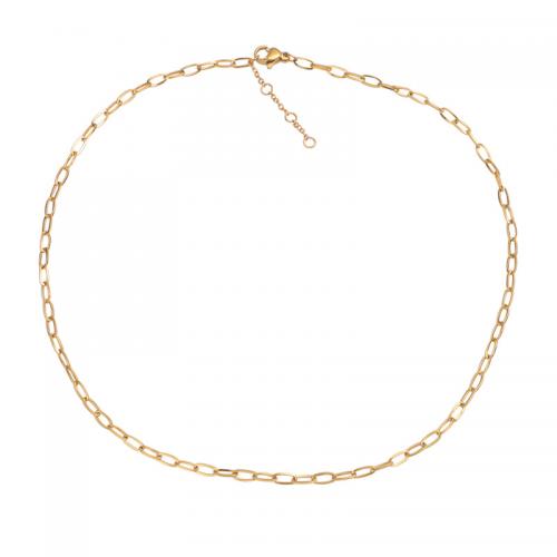 Stainless Steel Jewelry Necklace, 304 Stainless Steel, with 3cm extender chain, Vacuum Ion Plating, fashion jewelry & for woman, golden, 2.70mm, Length:Approx 39 cm, Sold By PC