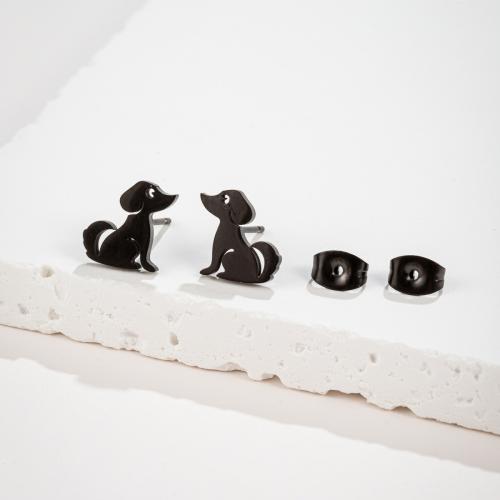 Stainless Steel Stud Earrings 304 Stainless Steel Dog Vacuum Ion Plating fashion jewelry & for woman Sold By Pair