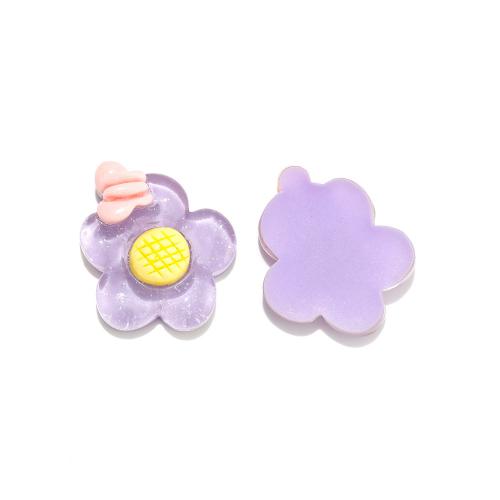 Hair Accessories DIY Findings, Resin, Flower, more colors for choice, 26x21x5mm, Approx 100PCs/Bag, Sold By Bag