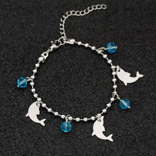 Stainless Steel Jewelry Bracelet, 304 Stainless Steel, with 5cm extender chain, Dolphin, fashion jewelry & for woman, original color, dolphin:12x17mm, Length:Approx 16 cm, Sold By PC