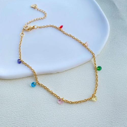 Stainless Steel Anklet, 304 Stainless Steel, with Acrylic, with 5cm extender chain, Vacuum Ion Plating, Different Shape for Choice & fashion jewelry & for woman, more colors for choice, Length:Approx 22 cm, Sold By PC