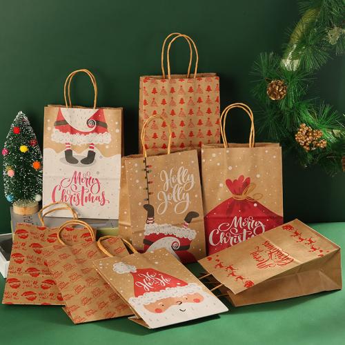 Christmas Gift Bag, Paper, durable & Christmas Design & different size for choice, more colors for choice, Sold By PC