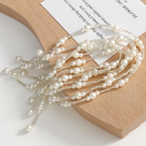 Haarschmuck DIY Ergebnisse, Seedbead, mit ABS-Kunststoff-Perlen, weiß, 34mm, verkauft von PC