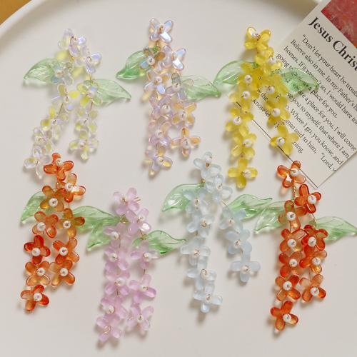 Hair Accessories DIY Findings, Crystal, with Seedbead, Flower, more colors for choice, 55x25mm, Sold By PC