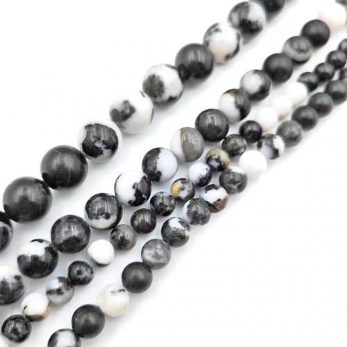 Gemstone smykker perler, Zebra Jasper, Runde, du kan DIY & forskellig størrelse for valg, hvid og sort, Solgt af Strand