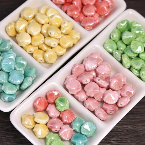 Porcelæn smykker perler, Shell, du kan DIY, flere farver til valg, 11-12mm, Ca. 100pc'er/Bag, Solgt af Bag