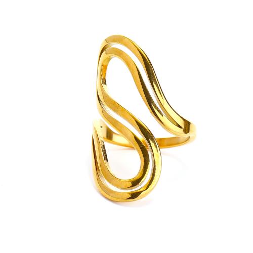 Titanium Steel Finger Ring, Vacuum Ion Plating, different size for choice & different styles for choice & for woman, golden, Sold By PC