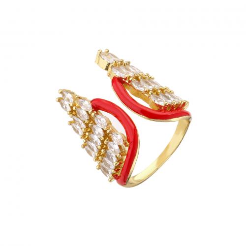 Cubic Zirconia Micro Pave Brass Ring plated micro pave cubic zirconia & for woman & enamel Sold By PC