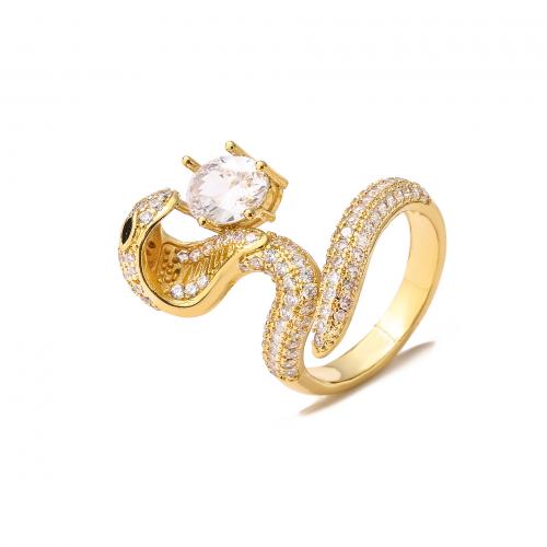 Cubic Zirconia Micro Pave Brass Ring Snake plated micro pave cubic zirconia & for woman Sold By PC