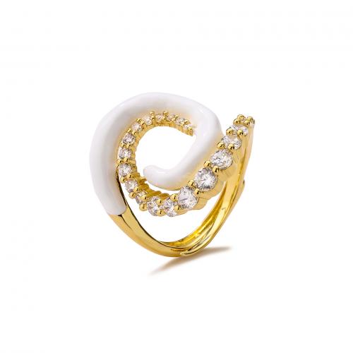 Cubique anneau en laiton Circonia Micro Pave, Placage, pavé de micro zircon & pour femme & émail, plus de couleurs à choisir, Vendu par PC