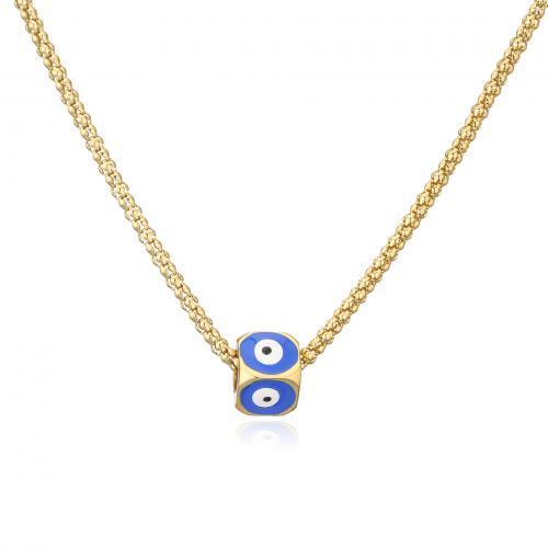 Evil Eye Jewelry Necklace, Brass, plated, for woman & enamel, more colors for choice, Length:Approx 40 cm, Sold By PC