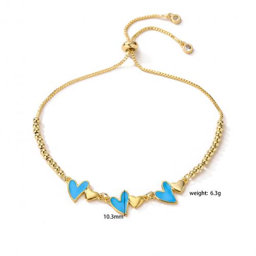 Brass Bracelet & Bangle, Heart, plated, for woman & enamel, more colors for choice, Length:Approx 18 cm, Sold By PC