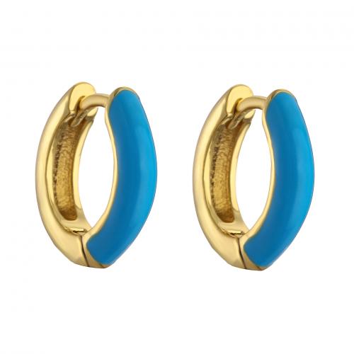 Brass Hoop Earring, plated, for woman & enamel, more colors for choice, Sold By Pair