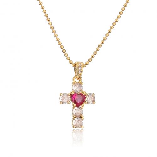 Brass Jewelry Set, Cross, plated, different styles for choice & micro pave cubic zirconia & for woman, more colors for choice, Sold By PC
