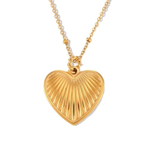 316L Stainless Steel Necklace with 2inch extender chain Heart 18K gold plated fashion jewelry & for woman Length Approx 15.7 Inch Sold By PC