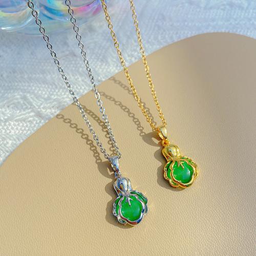 Titanium Steel Necklace, with Gemstone & Brass, with 5cm extender chain, Cabbage, plated, fashion jewelry & for woman, more colors for choice, nickel, lead & cadmium free, Length:Approx 40 cm, Sold By PC