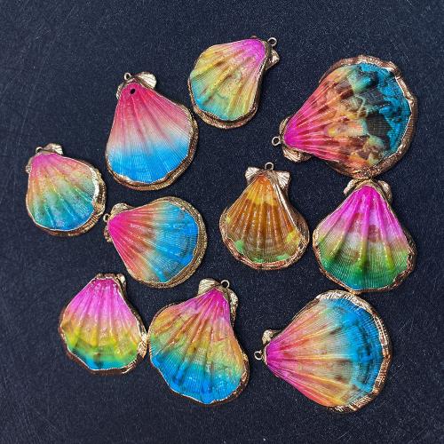 Shell Pendants with Brass gold color plated gradient color & DIY multi-colored Length about Hight about Sold By PC