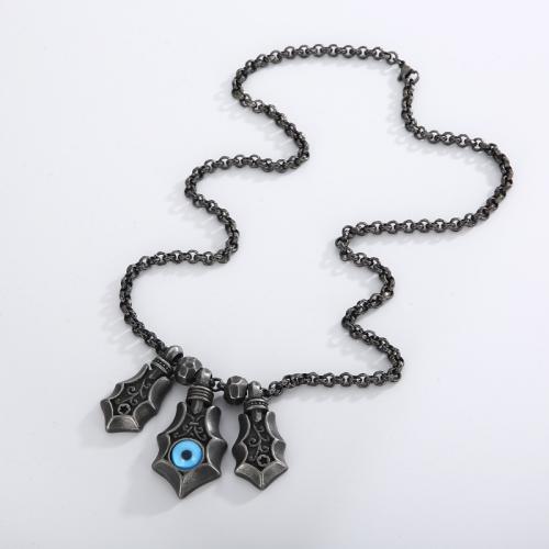 Evil Eye Jewelry Necklace, 316L Stainless Steel, fashion jewelry & for man, Length:Approx 60 cm, Sold By PC
