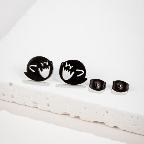 Stainless Steel Stud Earrings 304 Stainless Steel Ghost plated fashion jewelry & for woman Sold By Pair