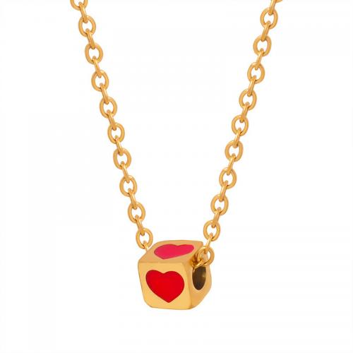 Titanstahl Halskette, mit Verlängerungskettchen von 5cm, Modeschmuck & für Frau & Emaille, goldfarben, 5mm, Länge:ca. 40 cm, verkauft von PC