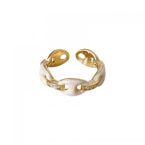 Brass Finger Ring for woman & enamel & with rhinestone nickel lead & cadmium free diameter 20mm Sold By PC