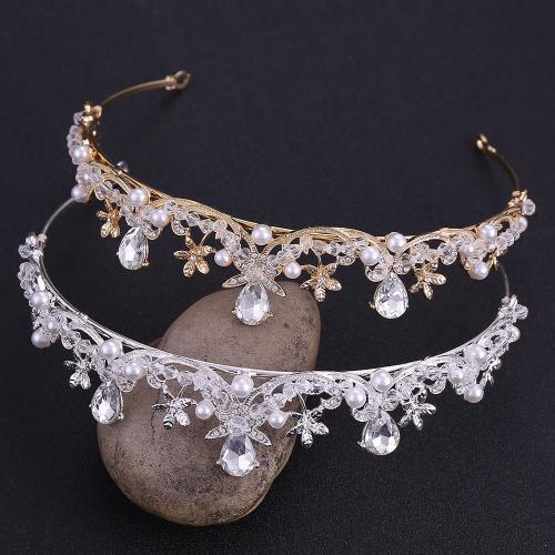Bridal Tiaras, Tibetan Style, with Plastic Pearl, handmade, fashion jewelry & for woman & with rhinestone, more colors for choice, nickel, lead & cadmium free, Inner Diameter:Approx 145mm, Sold By PC