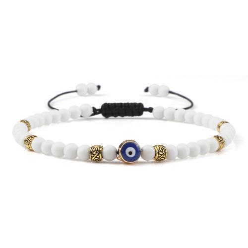 Evil Eye Jewelry Bracelet, Natural Stone, with Knot Cord & Tibetan Style, handmade, fashion jewelry & different materials for choice & Unisex & adjustable, more colors for choice, stone:4mm, Length:Approx 16-25 cm, Sold By PC
