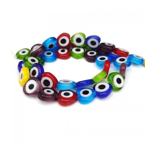Evil Eye Lampwork Beads, Heart, DIY & different size for choice, more colors for choice, Sold Per Approx 38 cm Strand