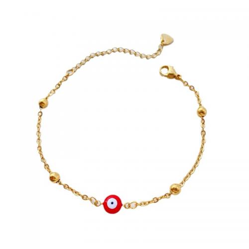 Bracelet Evil Eye bijoux, Acier inoxydable 304, avec 5cm chaînes de rallonge, Mauvais œil, bijoux de mode & pour femme & émail, plus de couleurs à choisir, Longueur:Environ 17 cm, Vendu par PC