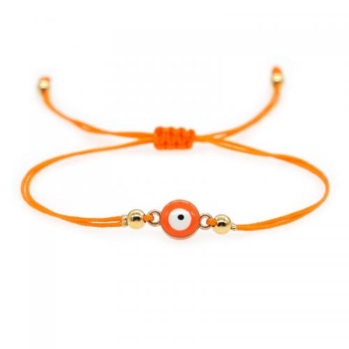 Evil Eye Jewelry Bracelet Wax Cord with Zinc Alloy gold color plated Bohemian style & Unisex & evil eye pattern & adjustable Length Approx 15-30 cm Sold By PC