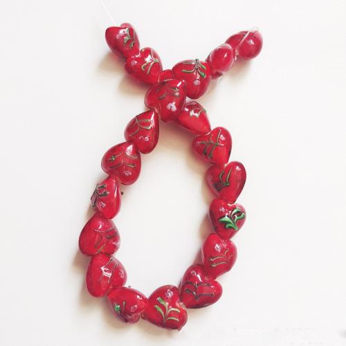 Lampwork Beads, Heart, DIY, more colors for choice, 15x15mm, 10PCs/Bag, Sold By Bag