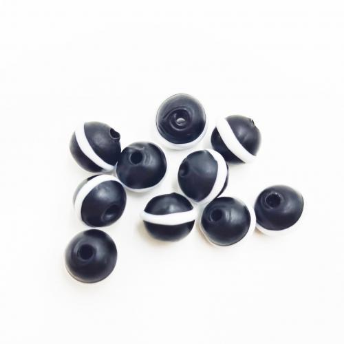 Perles murano faites à la main , chalumeau, Rond, DIY, blanc et noir, 12x12mm, Trou:Environ 2mm, 20PC/sac, Vendu par sac