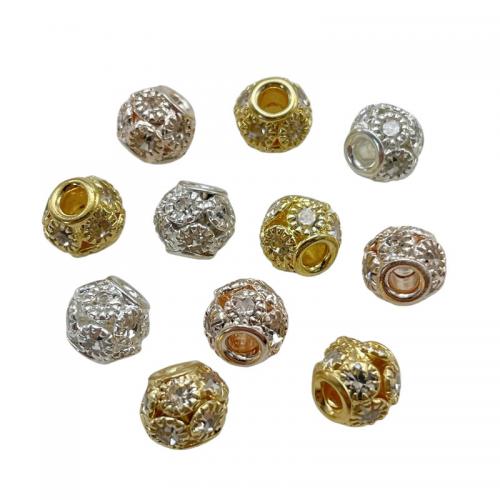 Zinc Alloy Spacer Beads plated DIY & with rhinestone nickel lead & cadmium free Sold By Bag