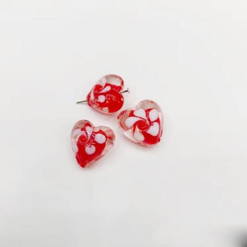 Lampwork Beads, Heart, DIY & luminated, more colors for choice, 15x15mm, 10PCs/Bag, Sold By Bag