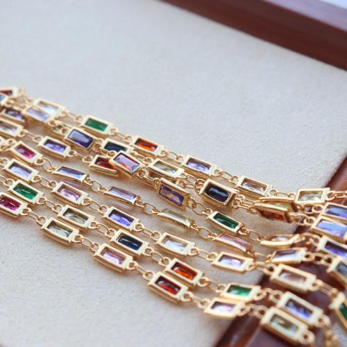 Brass Beading Chains with Cubic Zirconia DIY mixed colors Sold By Strand