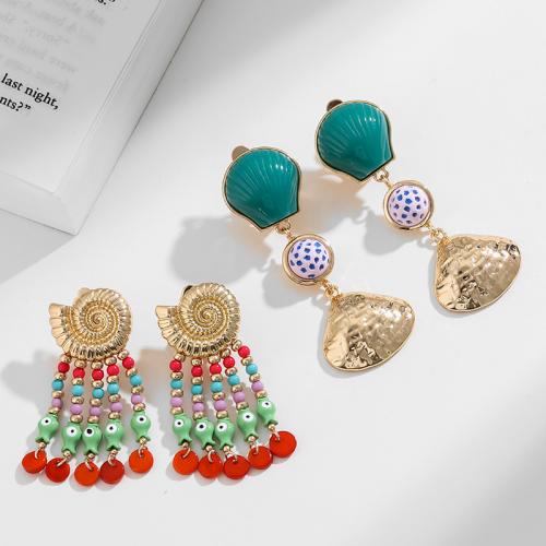 Zinc Alloy Drop Earrings with turquoise & Resin gold color plated & for woman Sold By Pair
