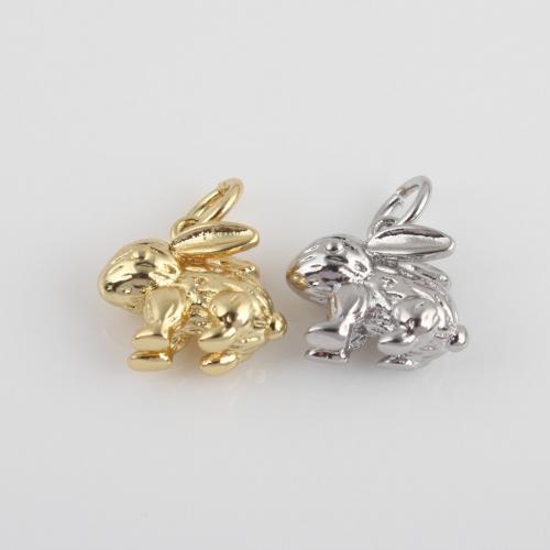 Brass Jewelry Pendants, Rabbit, plated, DIY, more colors for choice, nickel, lead & cadmium free, 13.10x11.80x5mm, Sold By PC