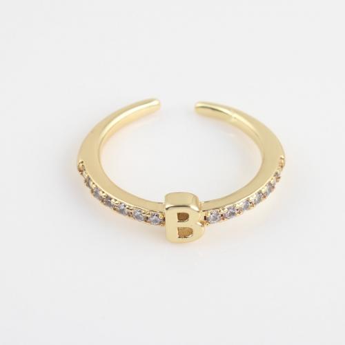 Brass Finger Ring Alphabet Letter gold color plated & for woman nickel lead & cadmium free Sold By PC