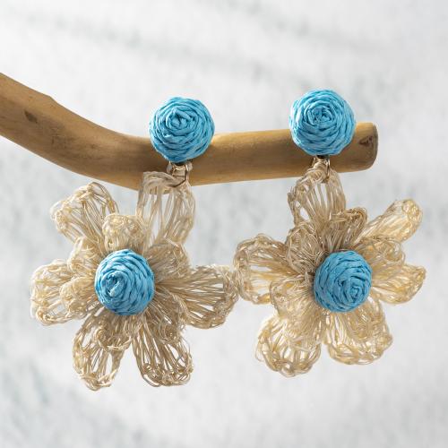 Earring Jewelry, Rattan, Flower, fashion jewelry, more colors for choice, 58x75mm, Sold By Pair