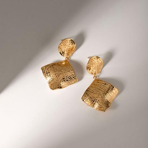 Stainless Steel Drop Earring, 304 Stainless Steel, plated, fashion jewelry, golden, 30.60x48.30mm, Sold By Pair