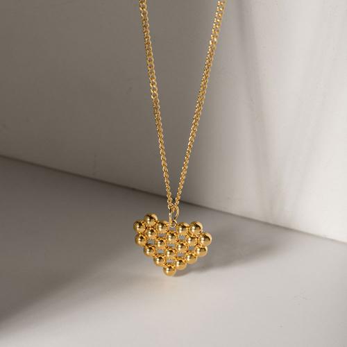 Stainless Steel Jewelry Necklace, 304 Stainless Steel, with 5.5cm extender chain, Heart, plated, fashion jewelry, gold, 17.50x13.70mm, Length:41.5 cm, Sold By PC